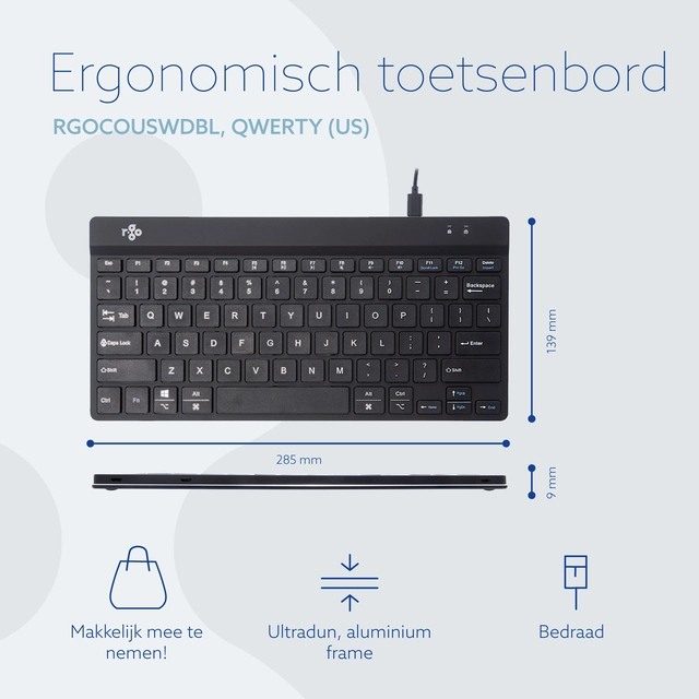 Een Toetsenbord R-Go Ergonomisch Compact Break QWERTY koop je bij Hoekmankantoorartikelen.nl