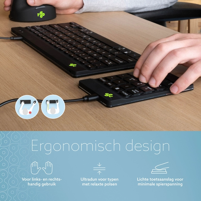 Een Toetsenbord R-Go Ergonomisch Numpad Break Draad koop je bij Hoekmankantoorartikelen.nl