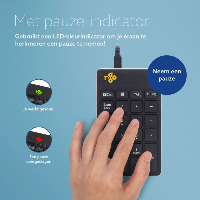 Een Toetsenbord R-Go Ergonomisch Numpad Break Draad koop je bij Hoekmankantoorartikelen.nl