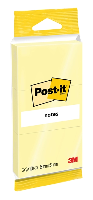 Een Memoblok Post-it Notes 6810 38x51mm canary yellow 3 stuks koop je bij Hoekmankantoorartikelen.nl