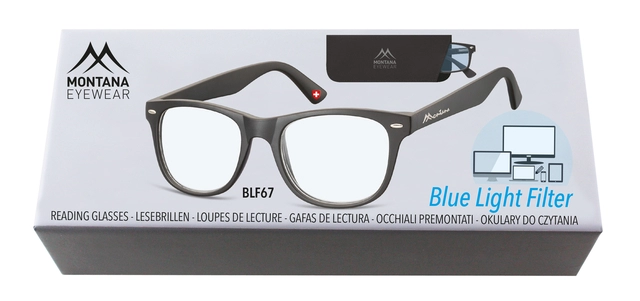 Een Leesbril Montana +1.00 dpt blue light filter zwart koop je bij Hoekmankantoorartikelen.nl