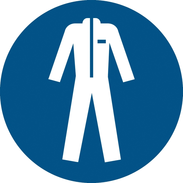 Een Pictogram bordje Djois Beschermende werkkleding verplicht Ø 200mm Blauw koop je bij Hoekmankantoorartikelen.nl