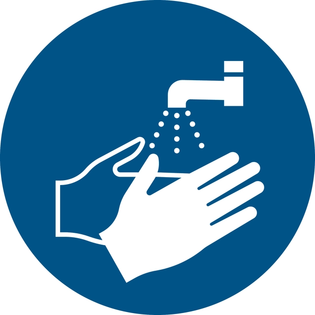 Een Pictogram bordje Djois Handen wassen verplicht Ø 200mm Blauw koop je bij Hoekmankantoorartikelen.nl