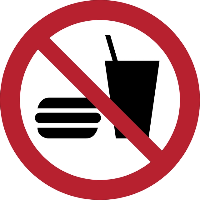 Een Pictogram bordje Djois Eten en drinken niet toegestaan Ø 200mm Rood koop je bij Hoekmankantoorartikelen.nl