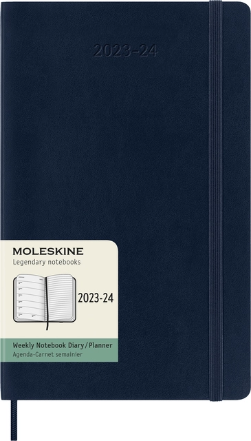 Een Agenda 2023/2024 Moleskine 18M Planner Weekly 7dag/1pagina large 130x210mm soft cover saffier blauw koop je bij VHK Kantoorartikelen