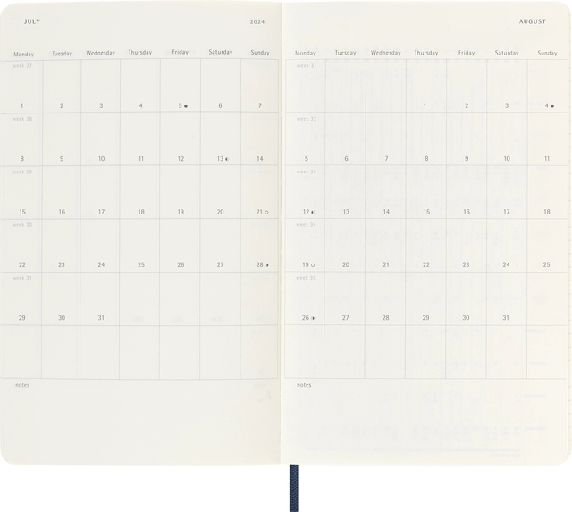 Een Agenda 2023/2024 Moleskine 18M Planner Weekly 7dag/1pagina large 130x210mm soft cover saffier blauw koop je bij VHK Kantoorartikelen