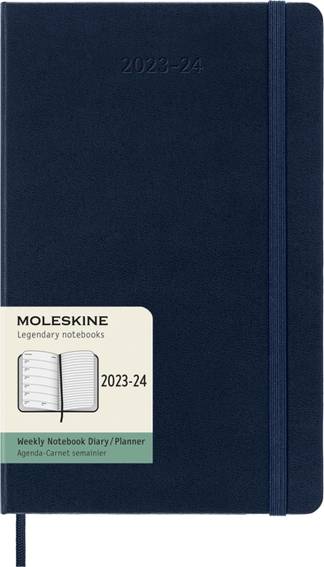 Een Agenda 2023/2024 Moleskine 18M Planner Weekly 7dag/1pagina large 130x210mm hard cover saffier blauw koop je bij VHK Kantoorartikelen