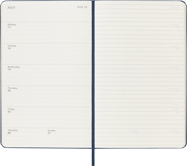 Een Agenda 2023/2024 Moleskine 18M Planner Weekly 7dag/1pagina large 130x210mm hard cover saffier blauw koop je bij VHK Kantoorartikelen