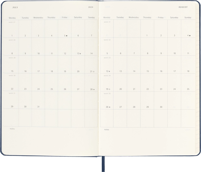 Een Agenda 2023/2024 Moleskine 18M Planner Weekly 7dag/1pagina large 130x210mm hard cover saffier blauw koop je bij VHK Kantoorartikelen