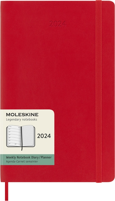 Een Agenda 2024 Moleskine 12M Planner Weekly 7dag/1pagina large 130x210mm soft cover scarlet red koop je bij VHK Kantoorartikelen