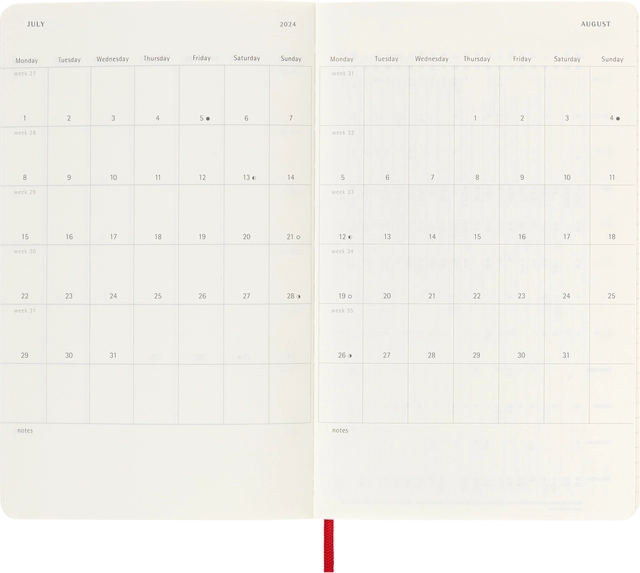 Een Agenda 2024 Moleskine 12M Planner Weekly 7dag/1pagina large 130x210mm soft cover scarlet red koop je bij VHK Kantoorartikelen