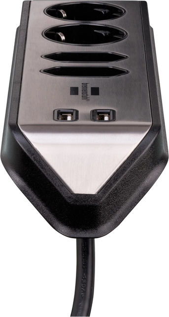 Een Stekkerdoos Brennenstuhl bureau Estilo 4 voudig inclusief 2 USB 2 meter zwart/zilver koop je bij Hoekmankantoorartikelen.nl