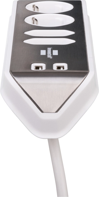 Een Stekkerdoos Brennenstuhl bureau Estilo 4 voudig inclusief 2 USB 2 meter wit/zilver koop je bij Hoekmankantoorartikelen.nl