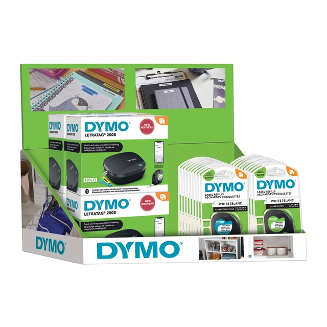 Een Labelprinter Dymo LetraTag 200B draagbaar bluetooth 12mm zwart display 26 stuks koop je bij Hoekmankantoorartikelen.nl