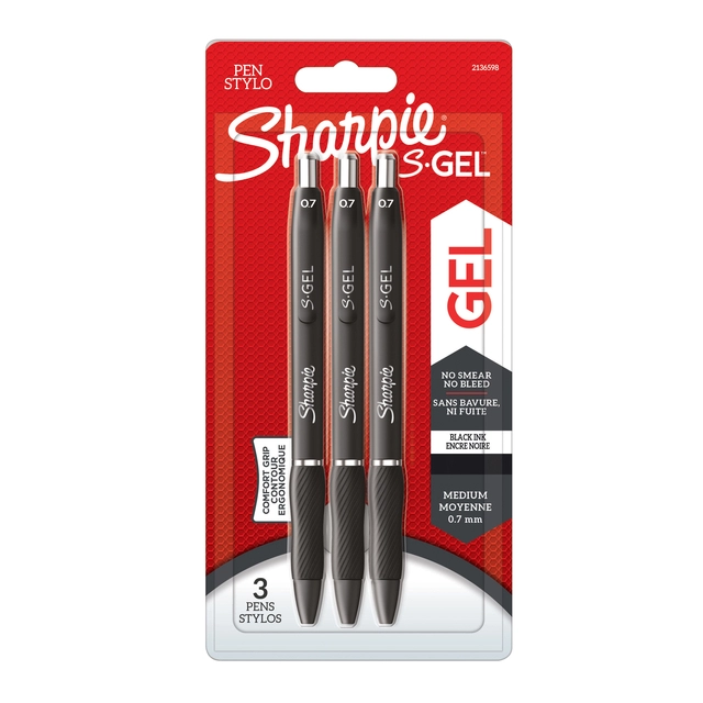 Een Gelschrijver Sharpie S-gel medium zwart blister à 3 stuks koop je bij VHK Kantoorartikelen