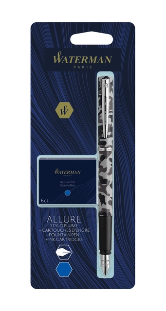 Een Vulpen Waterman Allure camouflage fijn + inktpatronen blauw koop je bij VHK Kantoorartikelen