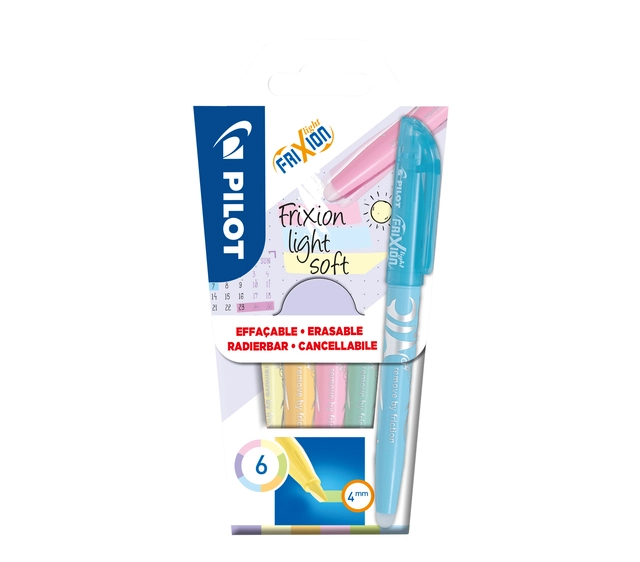 Een Markeerstift PILOT friXion light soft pastel assorti set à 6 stuks koop je bij VHK Kantoorartikelen