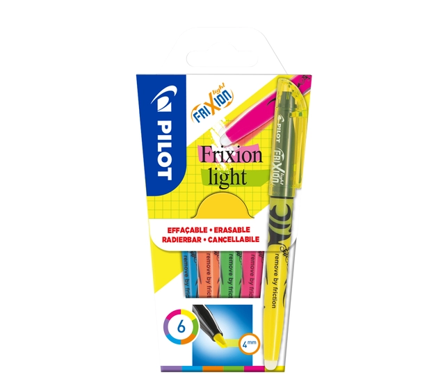 Een Markeerstift PILOT friXion light assorti set à 6 stuks koop je bij VHK Kantoorartikelen