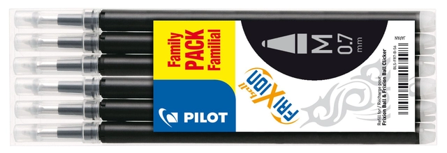 Een Rollerpenvulling PILOT friXion medium zwart set à 6 stuks koop je bij VHK Kantoorartikelen