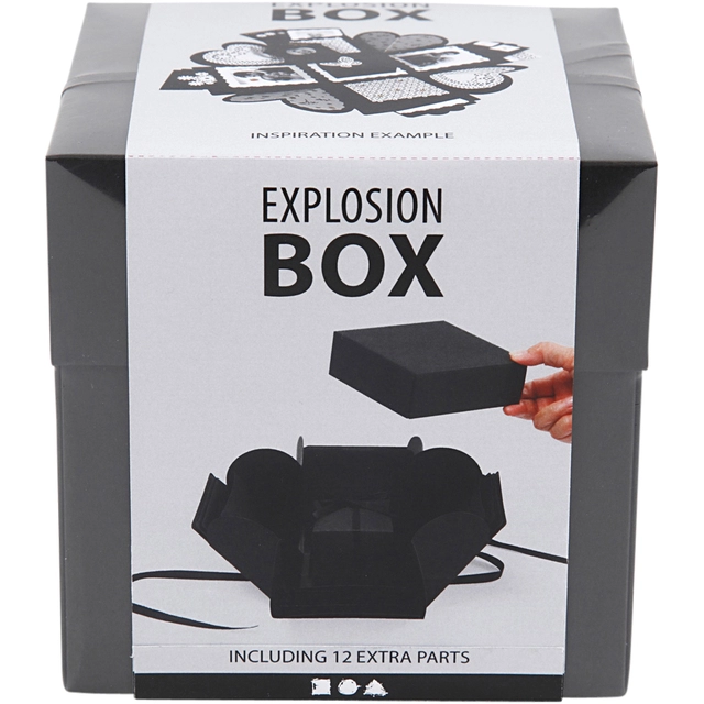 Een Explosion box Creativ Company 12x12x12cm zwart koop je bij VHK Kantoorartikelen