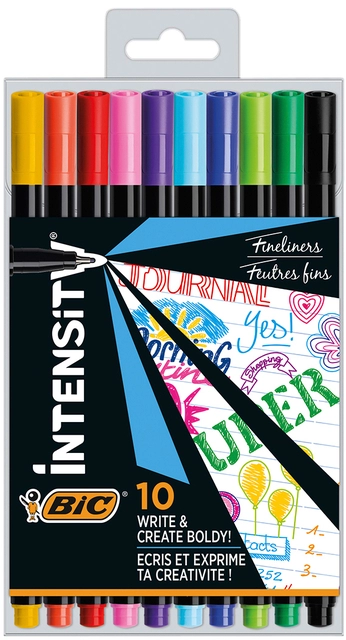 Een Fineliner Bic Intensity fijn assorti pak à 10 stuks koop je bij VHK Kantoorartikelen