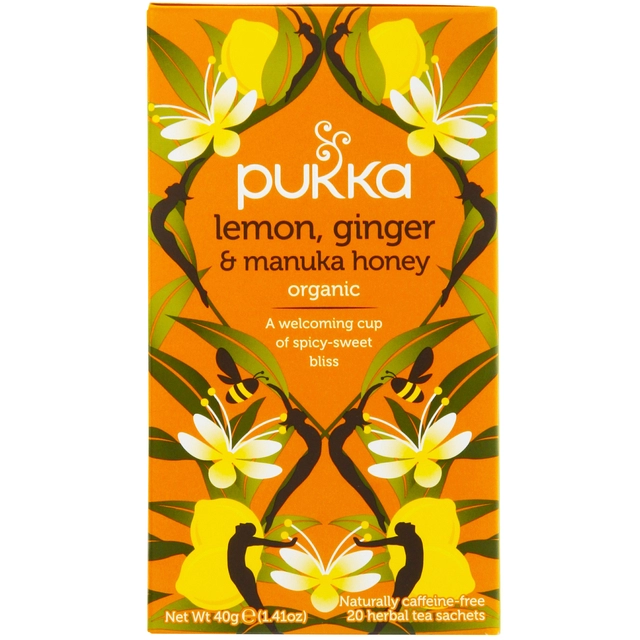 Een Thee Pukka lemon ginger & manuka honey 20 zakjes koop je bij VHK Kantoorartikelen