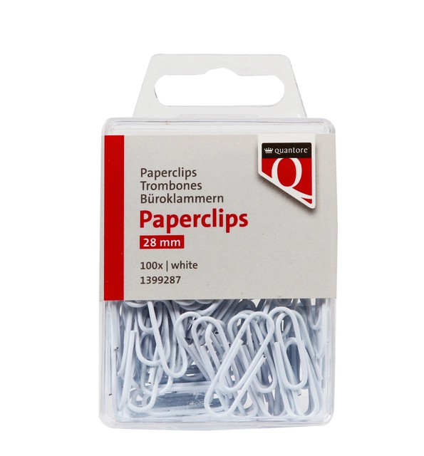 Een Paperclip Quantore 28mm 100 stuks wit koop je bij VHK Kantoorartikelen