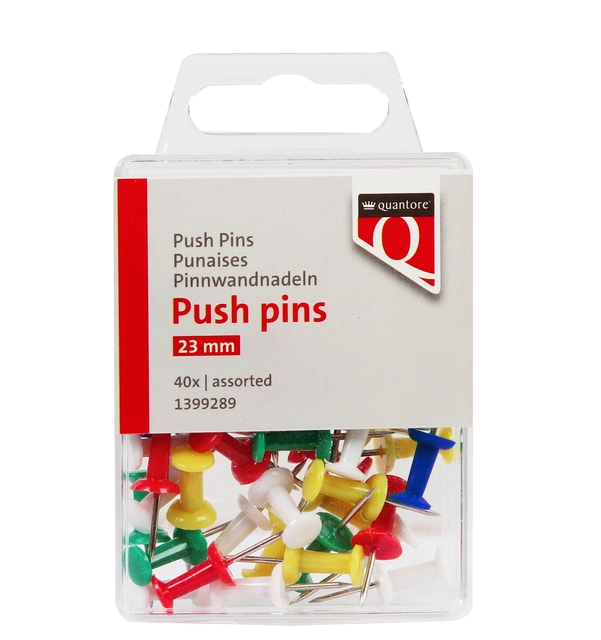 Een Push pins Quantore 40 stuks assorti koop je bij VHK Kantoorartikelen