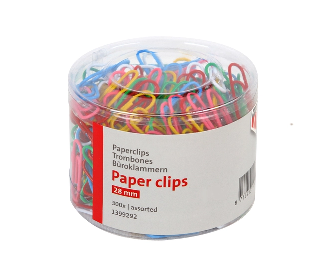 Een Paperclip Quantore 28mm 300 stuks assorti koop je bij VHK Kantoorartikelen