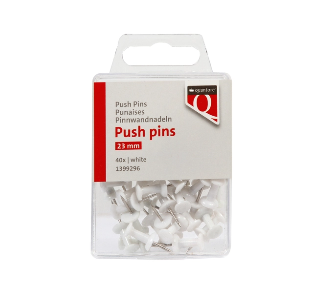 Een Push pins Quantore 40 stuks wit koop je bij VHK Kantoorartikelen