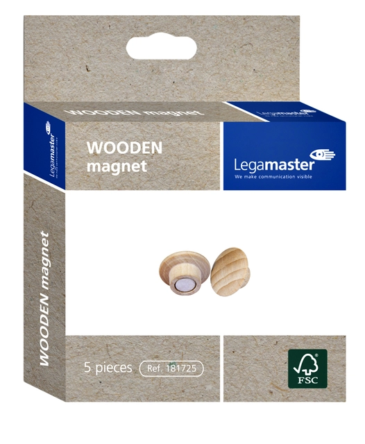 Een Magneet Legamaster hout 5 stuks koop je bij VHK Kantoorartikelen