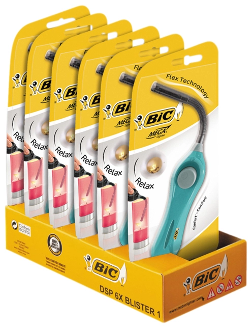 Een Aansteker Bic megalighter U140 flex assorti blister à 1 stuk koop je bij VHK Kantoorartikelen