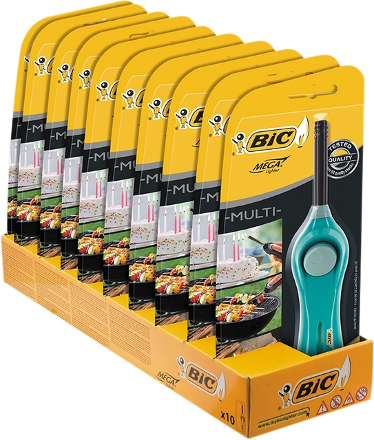 Een Aansteker Bic megalighter U140 multi assorti blister à 1 stuk koop je bij VHK Kantoorartikelen