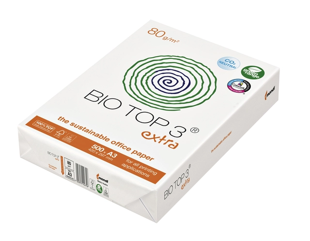 Een Kopieerpapier BioTop 3 A3 80gr naturel 500 vel koop je bij Hoekmankantoorartikelen.nl