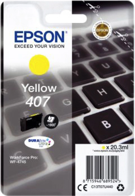 Een Inktcartridge Epson 407 T07U440 geel koop je bij VHK Kantoorartikelen