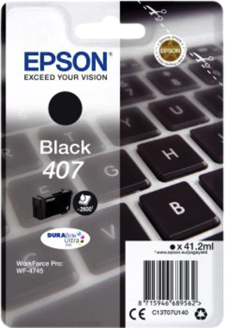 Een Inktcartridge Epson 407 T07U140 zwart koop je bij VHK Kantoorartikelen