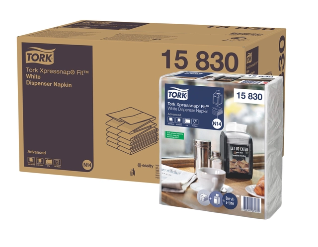 Een Servetten Tork Xpressnap Fit ® N14 2-laags 720 stuks wit 15830 koop je bij Hoekmankantoorartikelen.nl