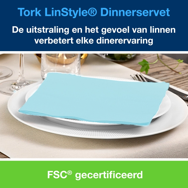 Een Dinnerservetten Tork LinStyle® 1/4-vouw 1-laags 50 stuks aquablauw 478880 koop je bij Hoekmankantoorartikelen.nl