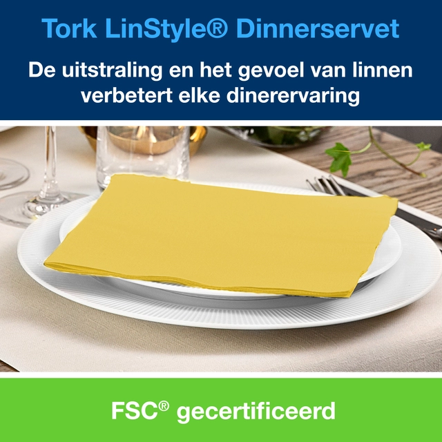 Een Dinnerservetten Tork LinStyle® 1/4-vouw 1-laags 50 stuks mosterdgeel 478882 koop je bij Hoekmankantoorartikelen.nl