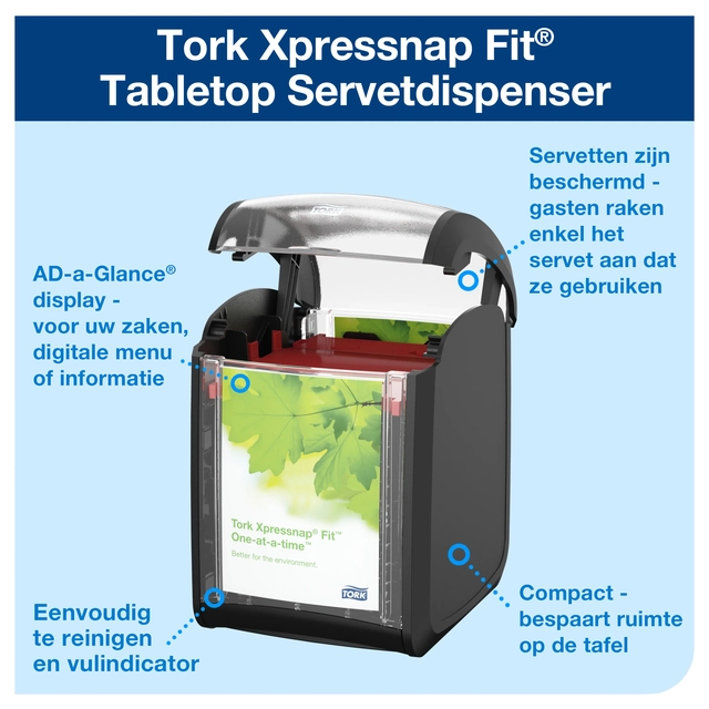 Een Servetdispenser Tork Xpressnap® tabletop N14 zwart 272900 koop je bij VHK Kantoorartikelen