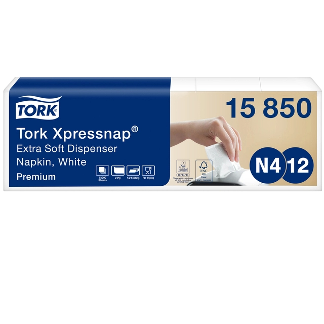 Een Servetten Tork Expressnap N4 extra zacht premium 1/2 vouw 2-laags 1000 stuks wit 15850 koop je bij Hoekmankantoorartikelen.nl