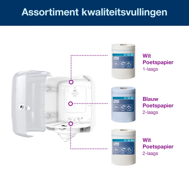 Een Poetsroldispenser Tork Reflex™M4 vel-voor-vel performancelijn wit 473190 koop je bij VHK Kantoorartikelen