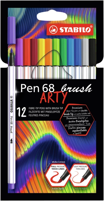 Een Brushstift STABILO Pen 568/12 Arty assorti etui à 12 stuks koop je bij VHK Kantoorartikelen