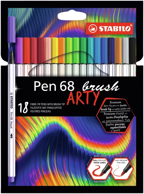 Een Brushstift STABILO Pen 568/18 Arty assorti etui à 18 stuks koop je bij VHK Kantoorartikelen