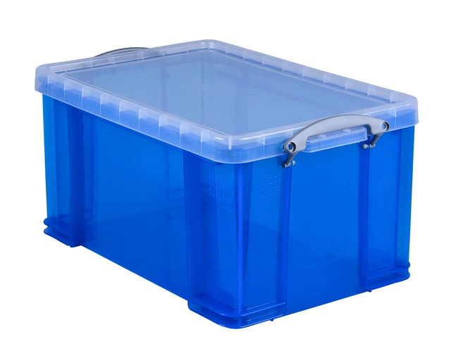 Een Opbergbox Really Useful 48 liter 600x400x315mm transparant blauw koop je bij VHK Kantoorartikelen