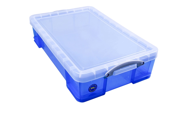 Een Opbergbox Really Useful 33 liter 710x440x165mm transparant blauw koop je bij VHK Kantoorartikelen