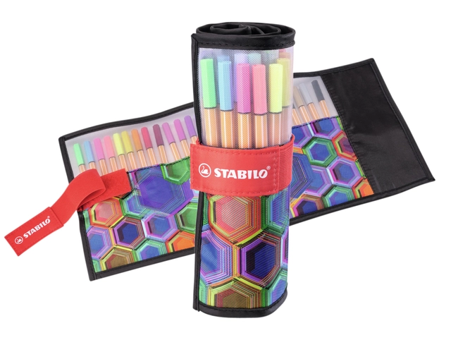 Een Fineliner STABILO point 88/25 Arty rollerset zwart fijn assorti etui à 25 stuks koop je bij VHK Kantoorartikelen