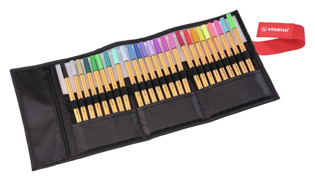 Een Fineliner STABILO point 88/25 Arty rollerset zwart fijn assorti etui à 25 stuks koop je bij VHK Kantoorartikelen