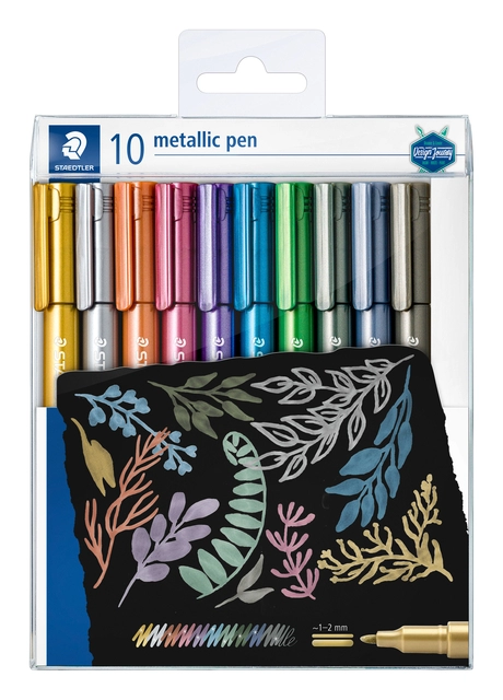 Een Gelpen Staedtler metallic etui à 10 kleuren koop je bij VHK Kantoorartikelen