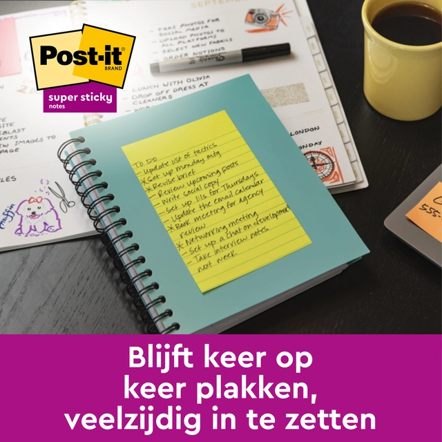 Een Memoblok Post-it 6445 Super Sticky 152x101mm assorti 3st koop je bij Hoekmankantoorartikelen.nl